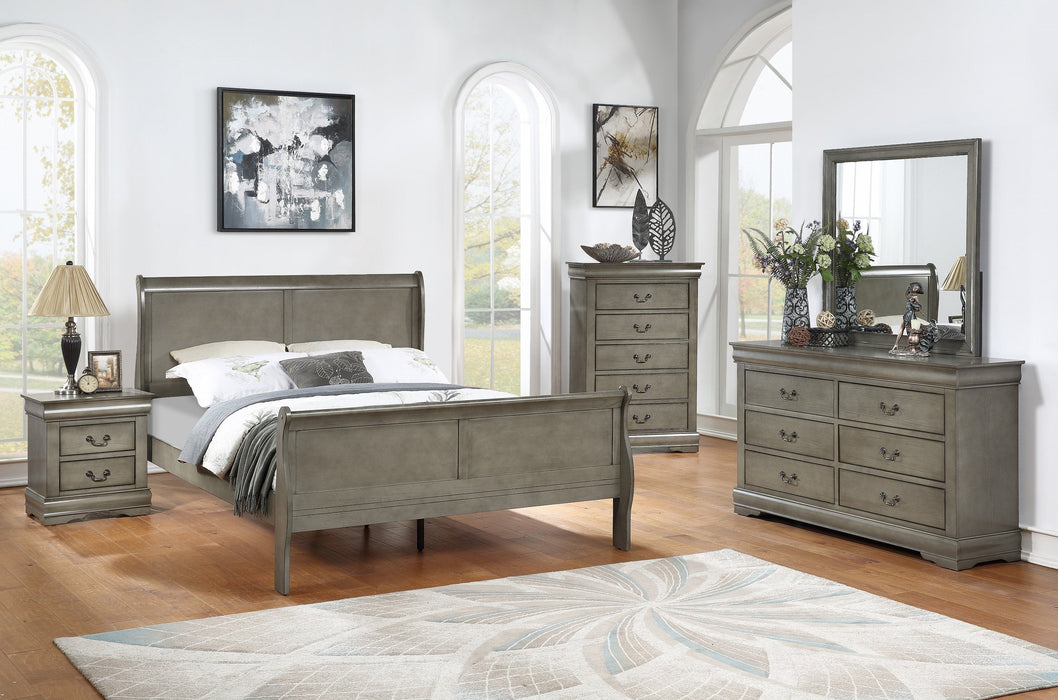 Louis Philip Gray Full Sleigh Bed - Gate Furniture