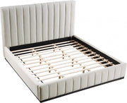 Lucia Linen Textured Fabric King Bed Beige - Gate FurnitureKing Bed