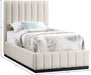 Lucia Linen Textured Fabric Twin Bed Beige - LuciaBeige-T