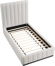 Lucia Linen Textured Fabric Twin Bed Beige - Gate FurnitureTwin Bed