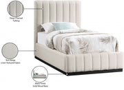 Lucia Linen Textured Fabric Twin Bed Beige - Gate FurnitureTwin Bed