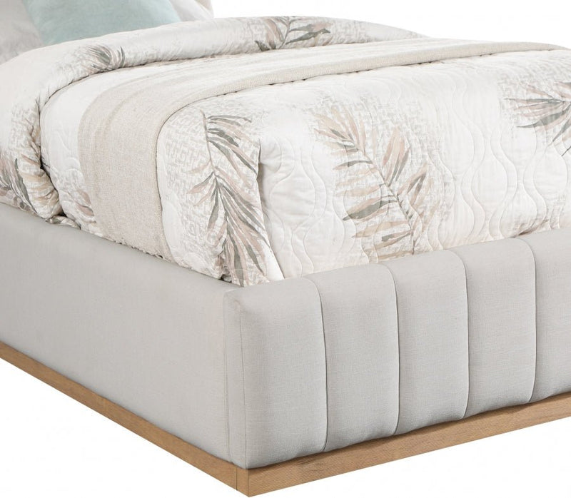 Lucia Linen Textured Fabric Twin Bed Cream - Gate FurnitureTwin Bed