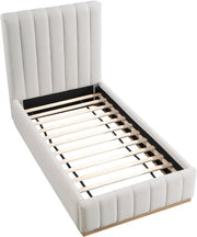 Lucia Linen Textured Fabric Twin Bed Cream - Gate FurnitureTwin Bed