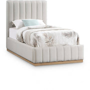 Lucia Linen Textured Fabric Twin Bed Cream - Gate FurnitureTwin Bed
