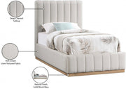 Lucia Linen Textured Fabric Twin Bed Cream - Gate FurnitureTwin Bed