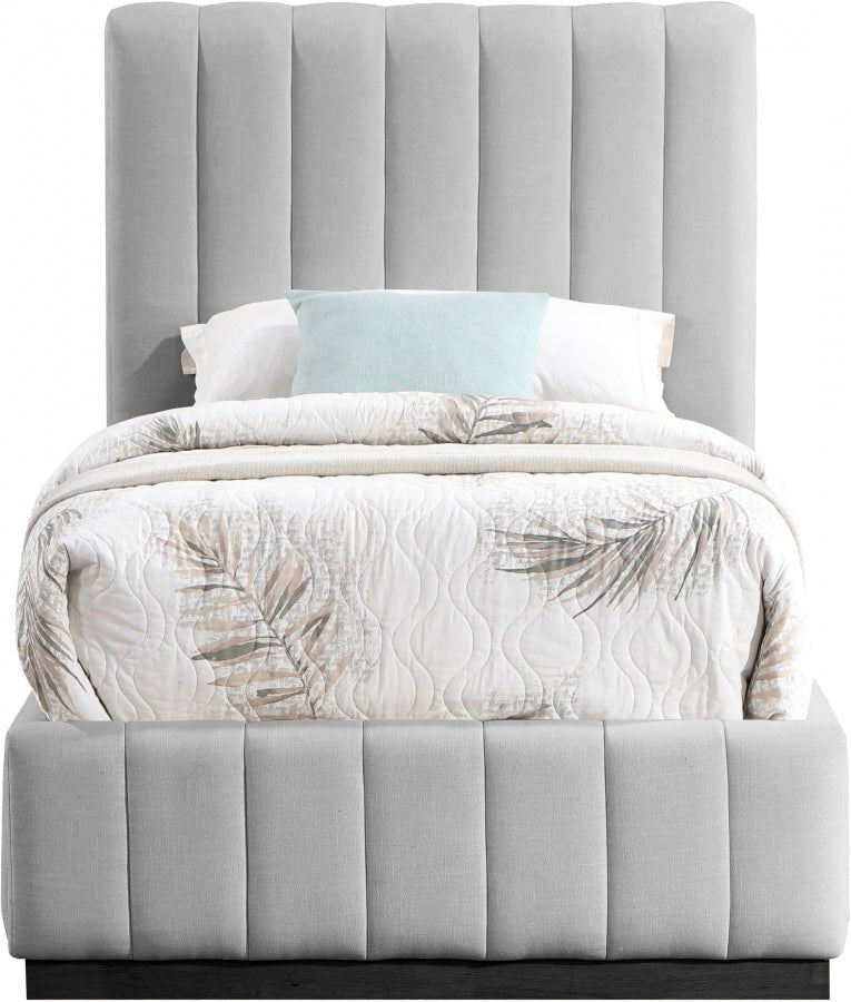 Lucia Linen Textured Fabric Twin Bed Grey - Gate FurnitureTwin Bed