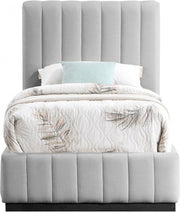 Lucia Linen Textured Fabric Twin Bed Grey - Gate FurnitureTwin Bed