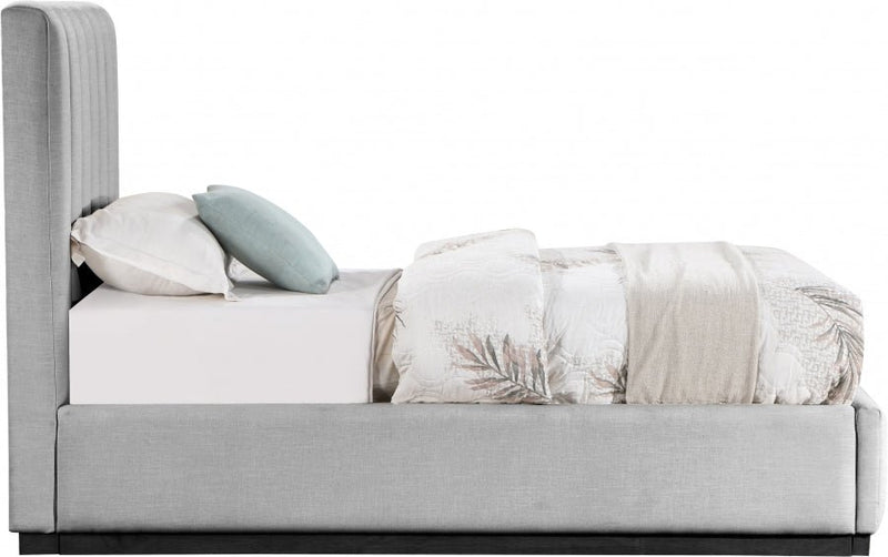 Lucia Linen Textured Fabric Twin Bed Grey - Gate FurnitureTwin Bed