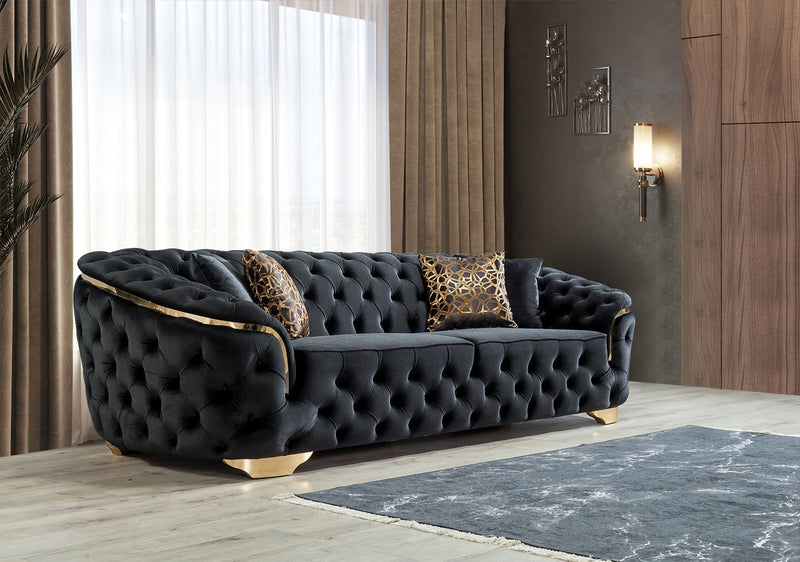 Lupino Black Velvet Sofa & Loveseat - LUPINOBLACK-SL