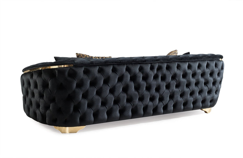 Lupino Black Velvet Sofa & Loveseat - LUPINOBLACK-SL
