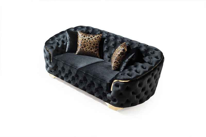Lupino Black Velvet Sofa & Loveseat - LUPINOBLACK-SL