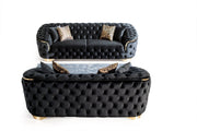 Lupino Black Velvet Sofa & Loveseat - LUPINOBLACK-SL