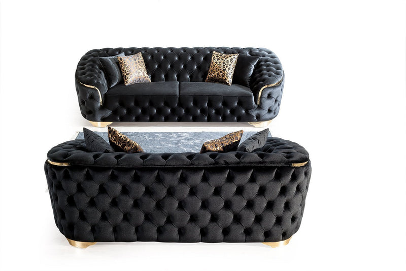 Lupino Black Velvet Sofa & Loveseat - LUPINOBLACK-SL