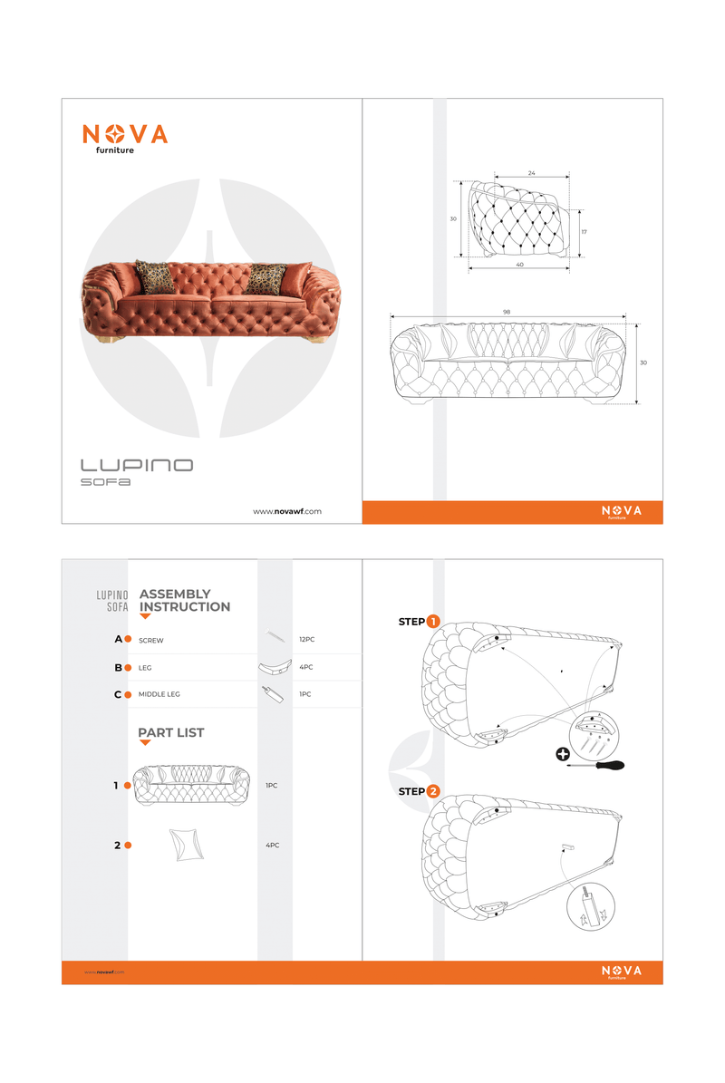 Lupino Gray Velvet Sofa & Loveseat - Gate FurnitureLiving Room Set