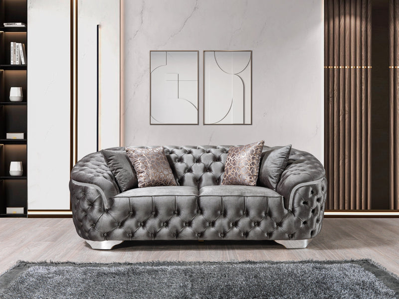 Lupino Gray Velvet Sofa & Loveseat - Gate FurnitureLiving Room Set