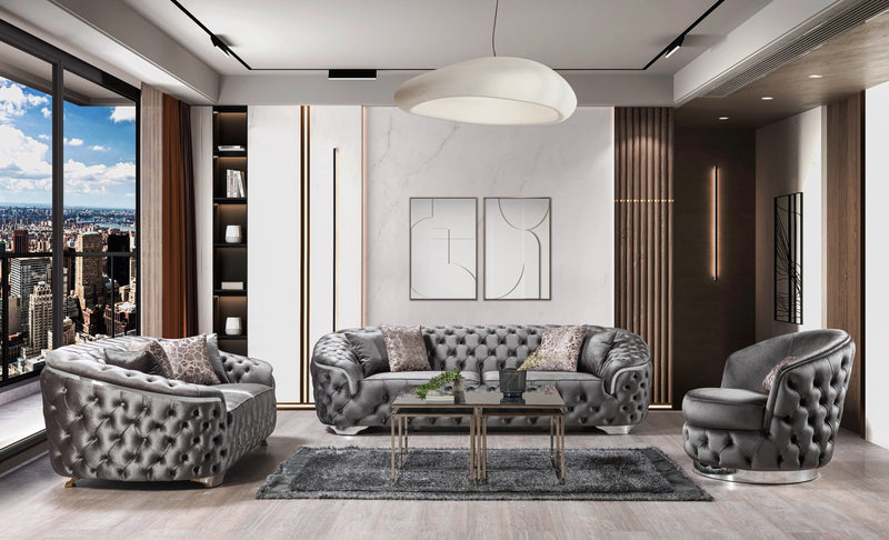 Lupino Gray Velvet Sofa & Loveseat - Gate FurnitureLiving Room Set