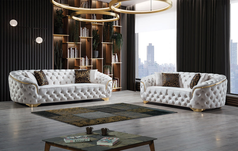Lupino Ivory Velvet Sofa & Loveseat - LUPINOIVORY-SL