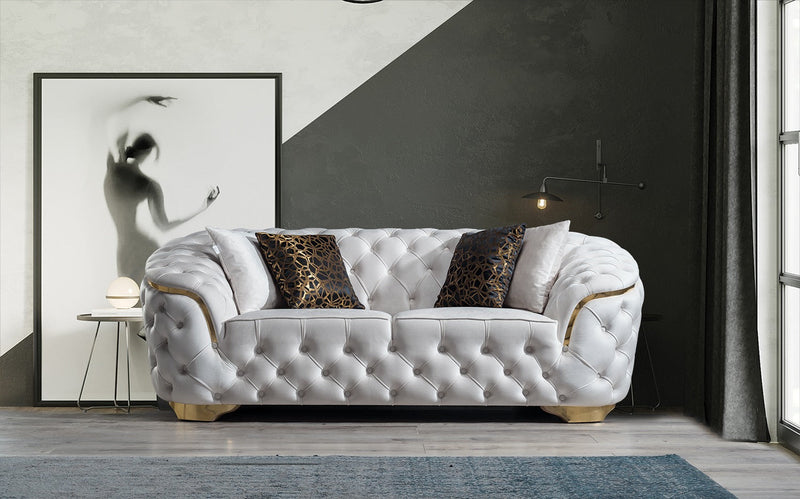 Lupino Ivory Velvet Sofa & Loveseat - LUPINOIVORY-SL