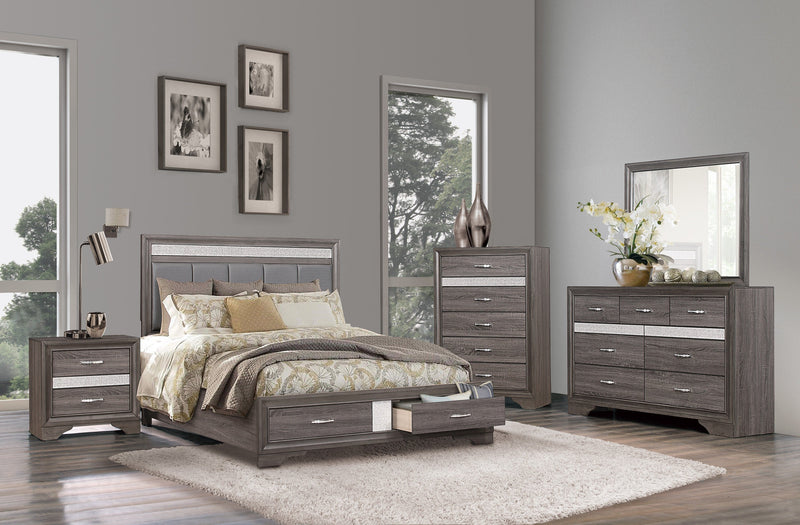 Luster Gray Upholstered Storage Platform Bedroom Set - Gate FurnitureBedroom Set