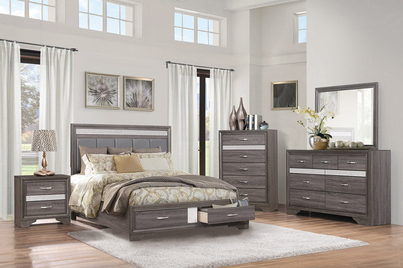 Luster Gray Upholstered Storage Platform Bedroom Set - Gate FurnitureBedroom Set