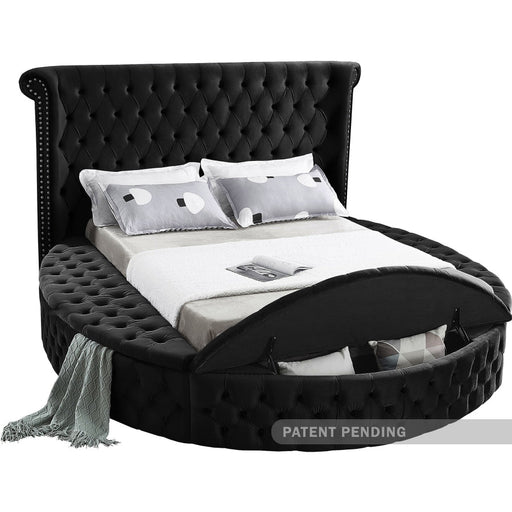Luxus Velvet King Bed (3 Boxes) Black - Gate FurnitureKing Bed
