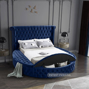Luxus Velvet King Bed (3 Boxes) Blue - Gate FurnitureKing Bed