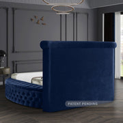 Luxus Velvet King Bed (3 Boxes) Blue - Gate FurnitureKing Bed