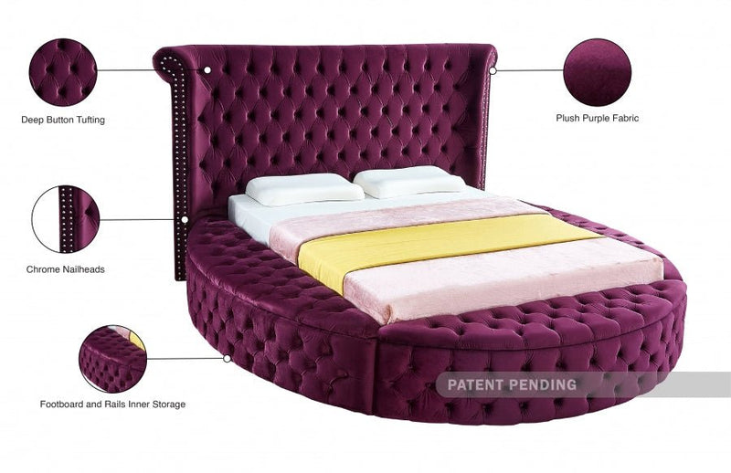 Luxus Velvet King Bed Purple - Gate FurnitureKing Bed