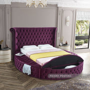 Luxus Velvet King Bed Purple - Gate FurnitureKing Bed