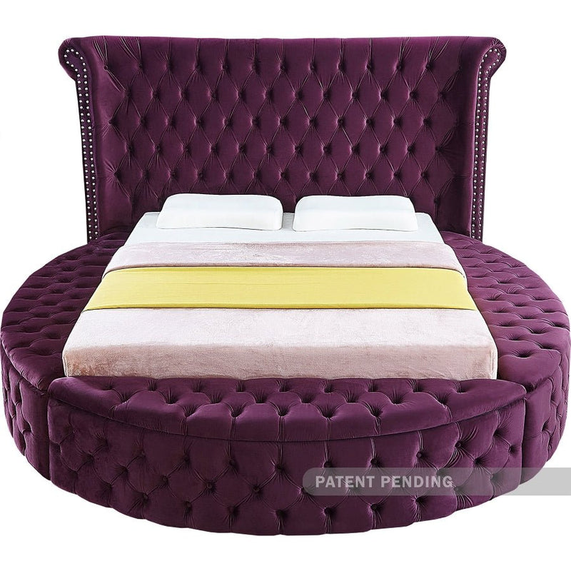 Luxus Velvet King Bed Purple - Gate FurnitureKing Bed