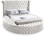 Luxus Velvet Queen Bed (3 Boxes) Cream - Gate FurnitureQueen Bed