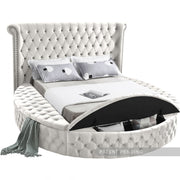 Luxus Velvet Queen Bed (3 Boxes) Cream - Gate FurnitureQueen Bed