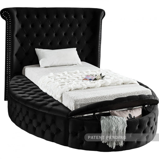 Luxus Velvet Twin Bed (3 Boxes) Black - Gate FurnitureTwin Bed