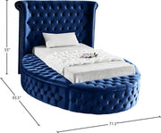 Luxus Velvet Twin Bed (3 Boxes) Blue - Gate FurnitureTwin Bed