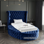 Luxus Velvet Twin Bed (3 Boxes) Blue - Gate FurnitureTwin Bed
