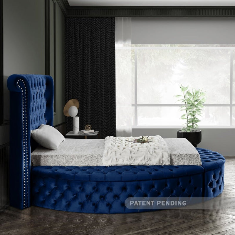 Luxus Velvet Twin Bed (3 Boxes) Blue - Gate FurnitureTwin Bed