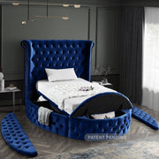 Luxus Velvet Twin Bed (3 Boxes) Blue - Gate FurnitureTwin Bed