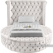 Luxus Velvet Twin Bed (3 Boxes) Cream - Gate FurnitureTwin Bed