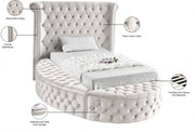 Luxus Velvet Twin Bed (3 Boxes) Cream - Gate FurnitureTwin Bed