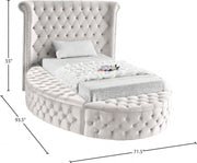 Luxus Velvet Twin Bed (3 Boxes) Cream - Gate FurnitureTwin Bed
