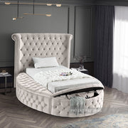 Luxus Velvet Twin Bed (3 Boxes) Cream - Gate FurnitureTwin Bed