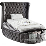 Luxus Velvet Twin Bed (3 Boxes) Grey - Gate FurnitureTwin Bed