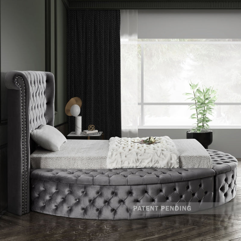 Luxus Velvet Twin Bed (3 Boxes) Grey - Gate FurnitureTwin Bed