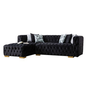 Lyon 104 in. W 2 - Piece Soft Touch Velvet Sectional Sofa with Chaise in Black - Gate FurnitureSectional