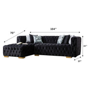 Lyon 104 in. W 2 - Piece Soft Touch Velvet Sectional Sofa with Chaise in Black - Gate FurnitureSectional