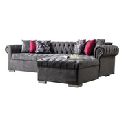 Lyon 110 in. W 2 - Piece Soft Touch Velvet Sectional Sofa with Chaise in Gray - Gate FurnitureSectional
