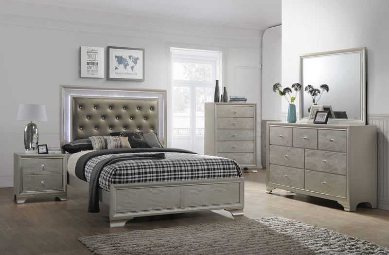 Lyssa Champagne LED Panel Bedroom Set - Gate FurnitureBedroom Set