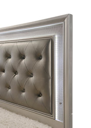 Lyssa Champagne LED Upholstered Panel Bedroom Set - Gate FurnitureBedroom Set