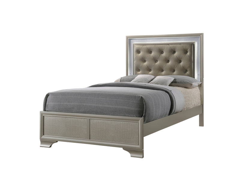 Lyssa Champagne LED Upholstered Panel Youth Bedroom Set - Gate FurnitureYouth Bedroom Set