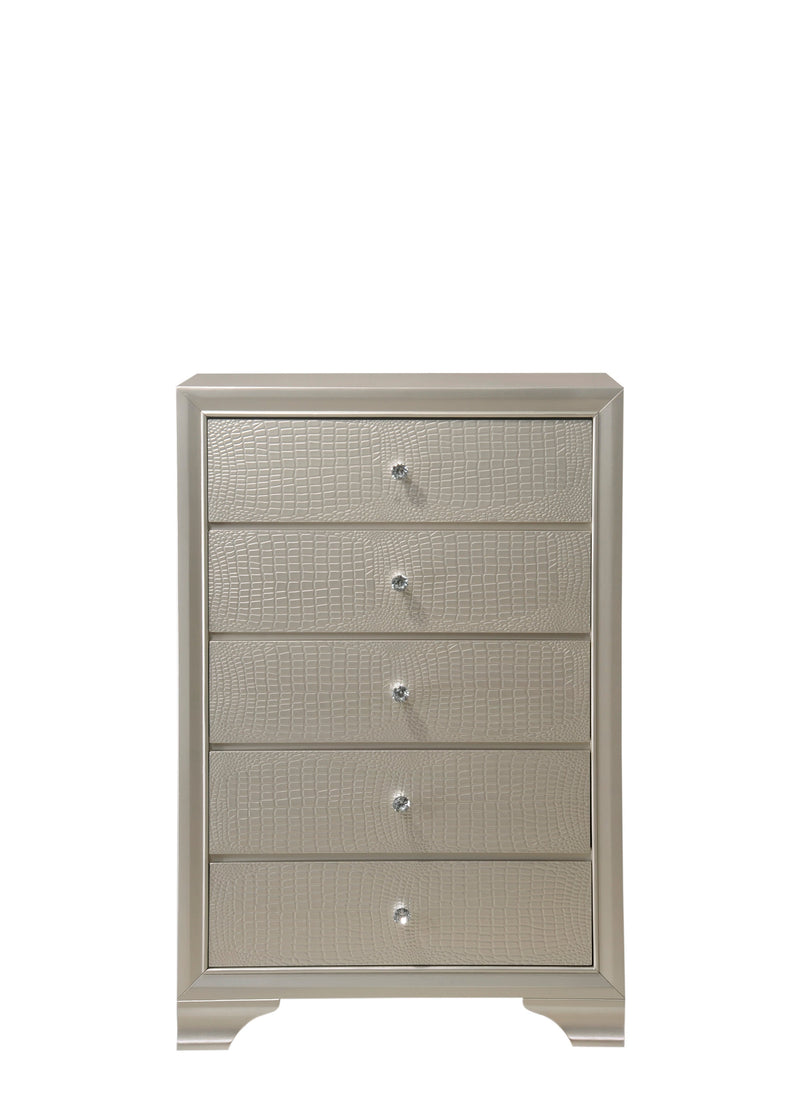 Lyssa Champagne LED Upholstered Panel Youth Bedroom Set - Gate FurnitureYouth Bedroom Set